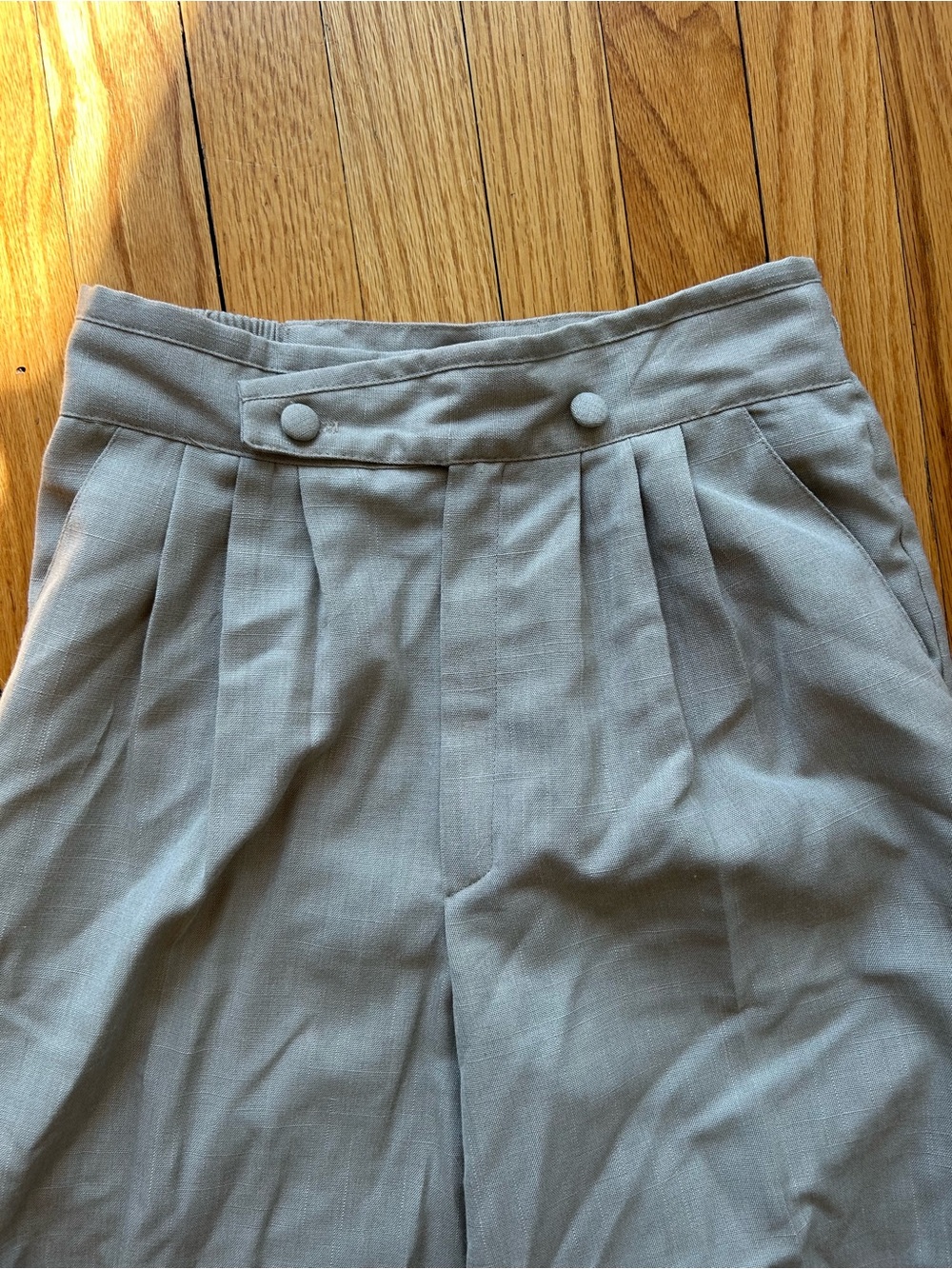 Vintage High-Waist Pleated Dress Pants in Light Gray
